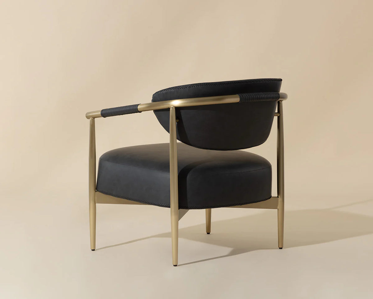 Heloise Black Faux Leather & Gold Accent Chair