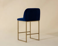Nevin Sapphire Blue & Antique Brass Counter Stool