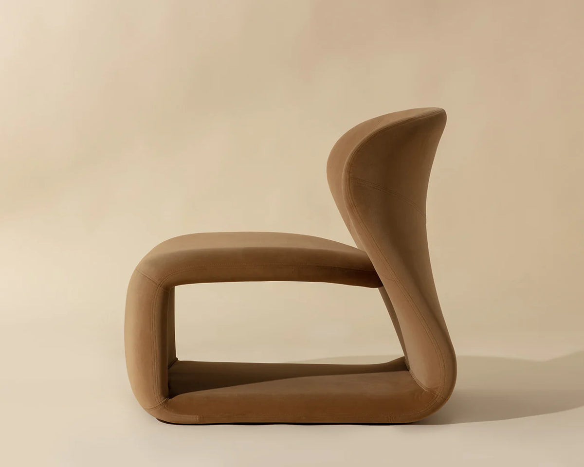 Sophiene Cognac Camel Fabric & Gold Accent Chair