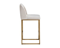 Nevin Muslin Performance Fabric & Antique Brass Counter Stool