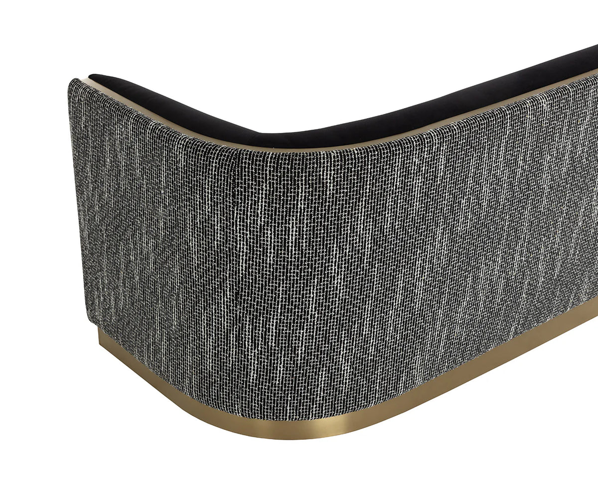 Larron 95.75" Black & Brushed Gold Sofa