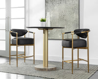 Heloise Black Faux Leather & Gold Counter Stool