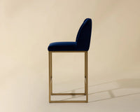 Nevin Sapphire Blue & Antique Brass Counter Stool