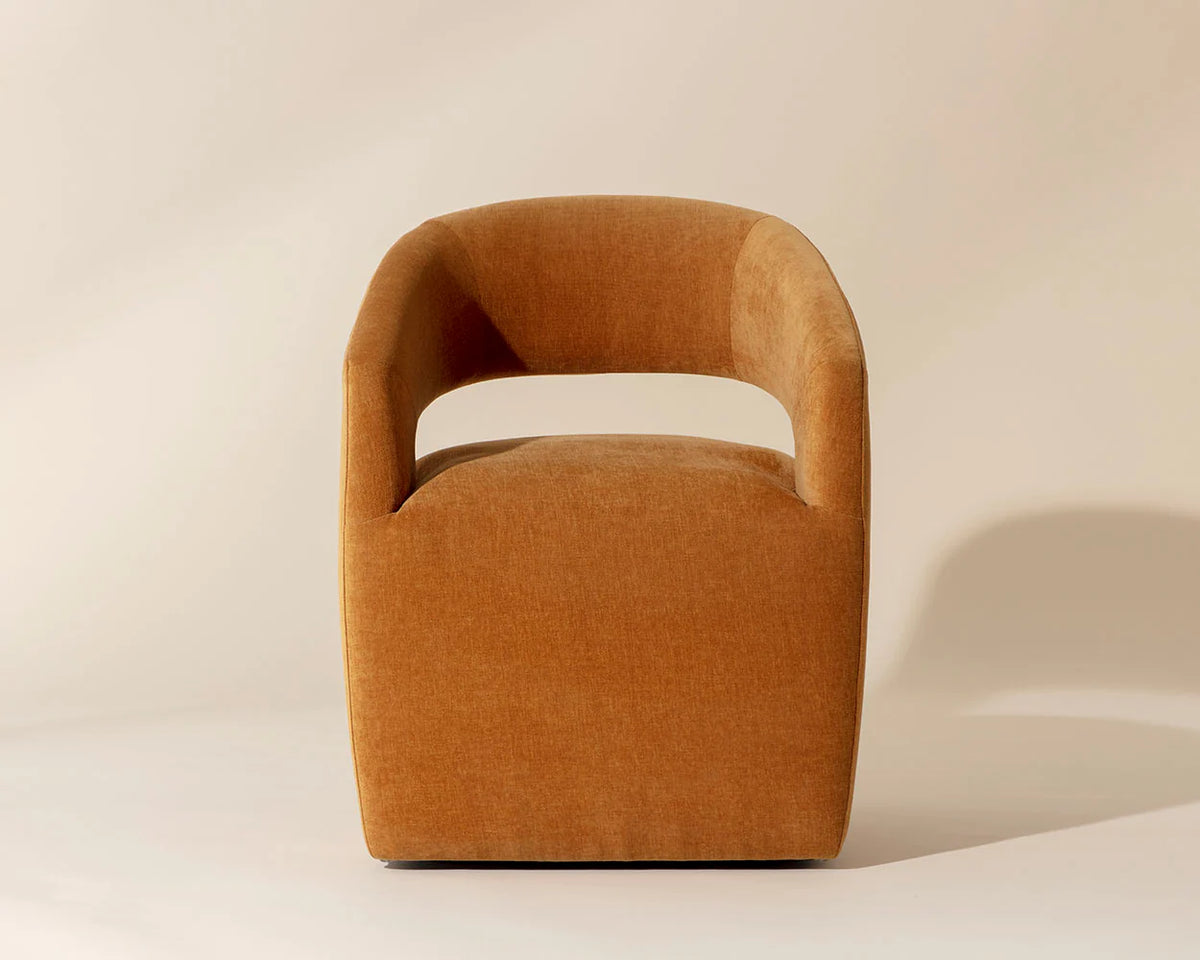 Lloret Amber Upholstered Wheeled Dining Armchair