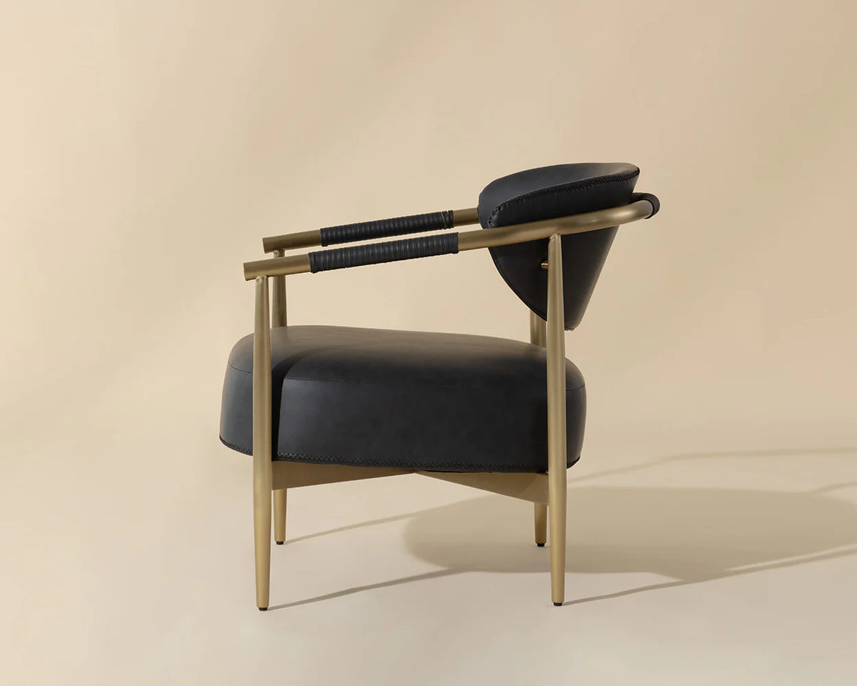 Heloise Black Faux Leather & Gold Accent Chair