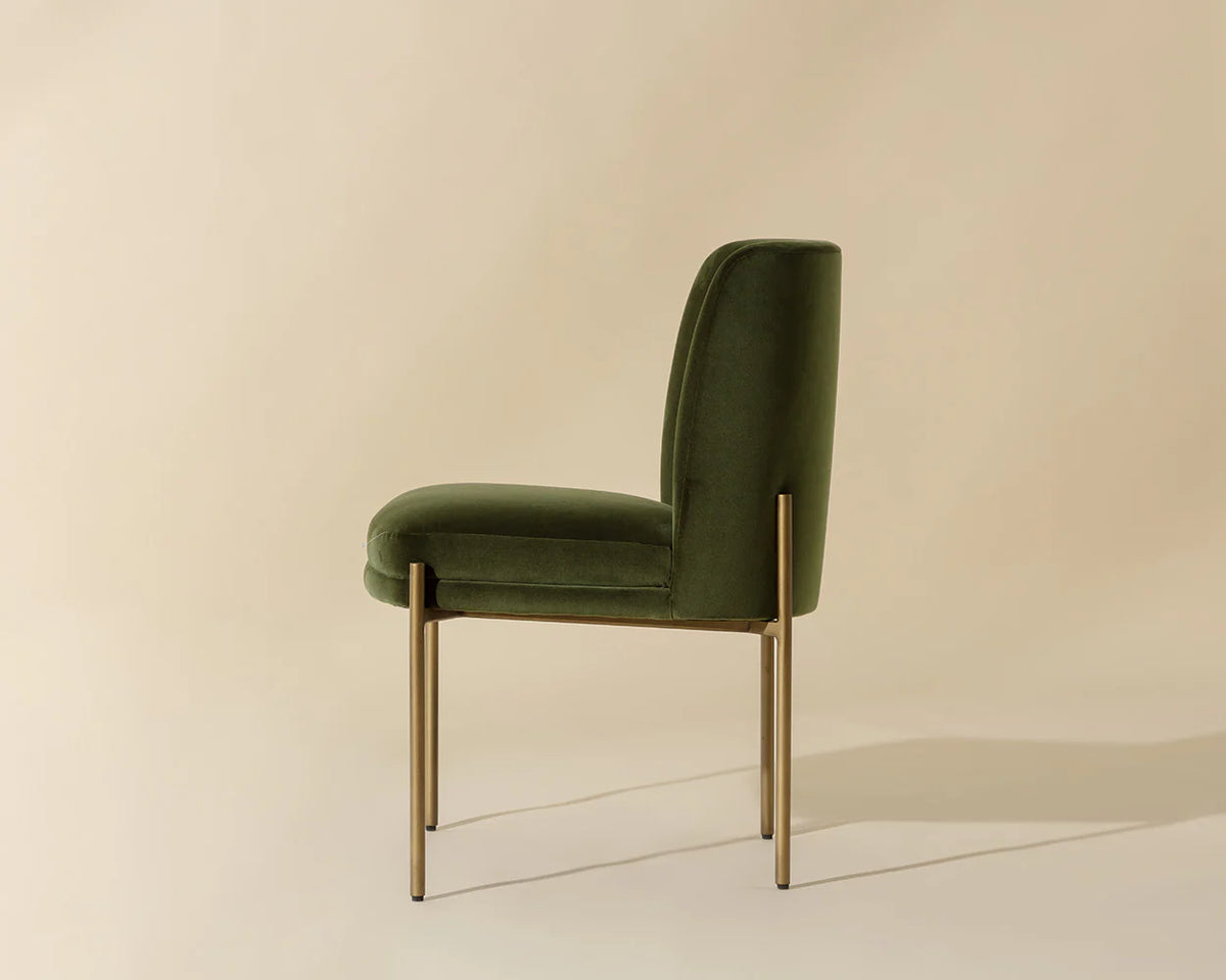 Richie Forest Green Fabric & Antique Brass Dining Chair