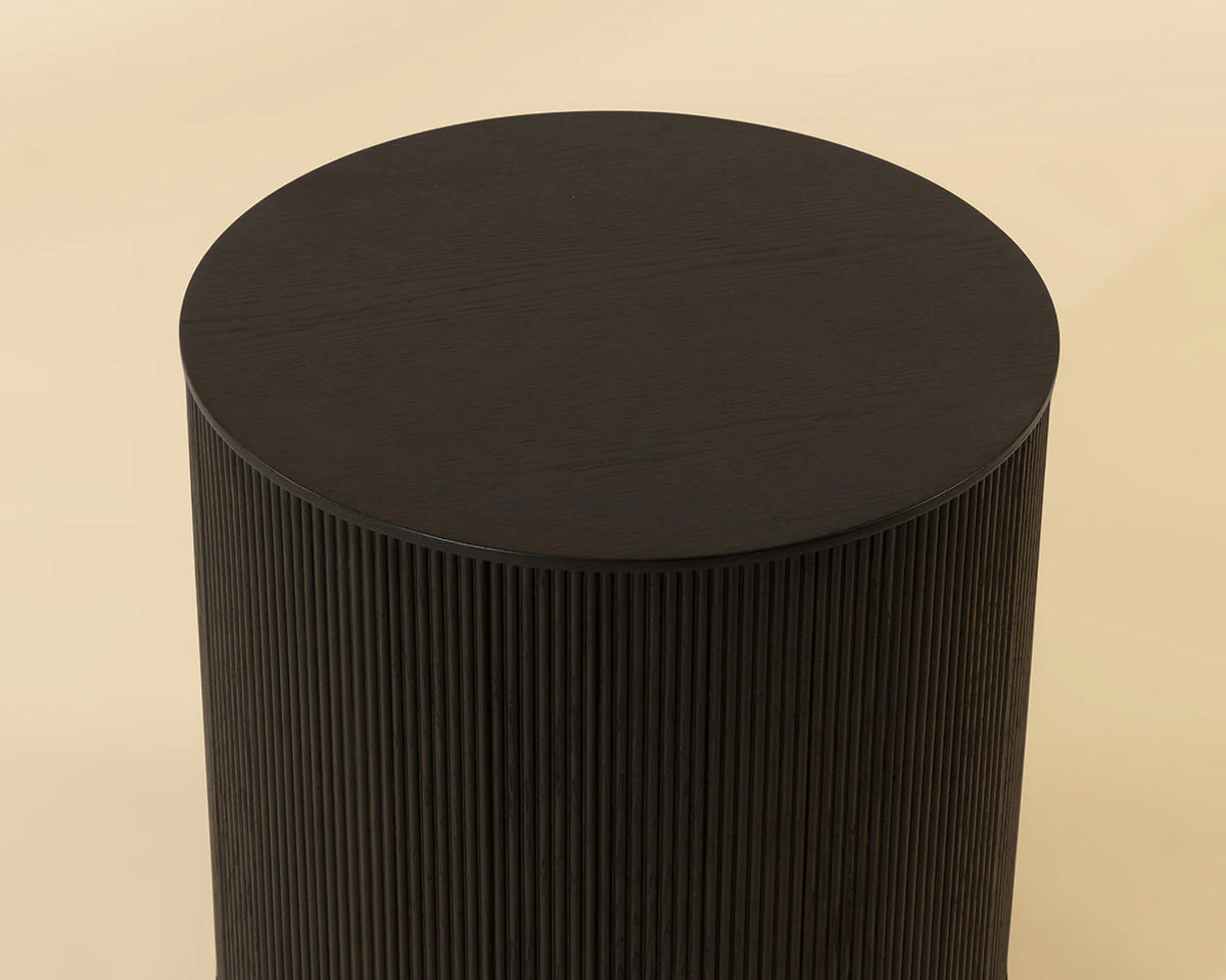 Kalla Charcoal Oak & Brushed Gold Round Accent Table