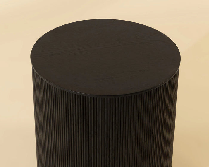 Kalla Charcoal Oak & Brushed Gold Round Accent Table