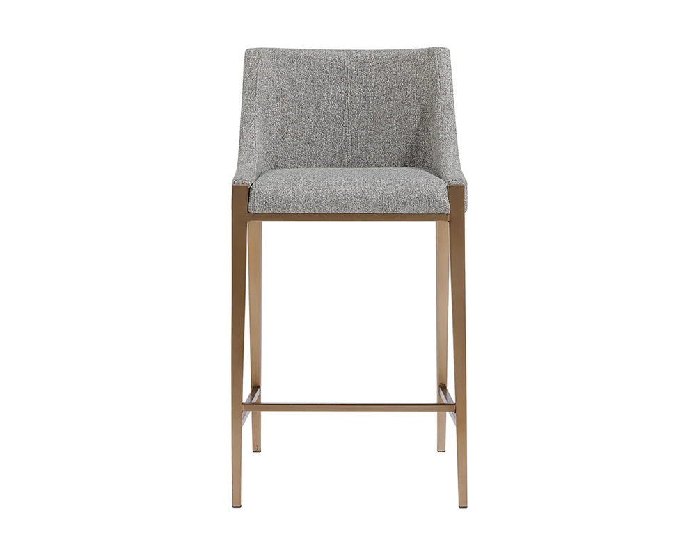 Dionne Pebble Fabric & Antique Brass Counter Stool