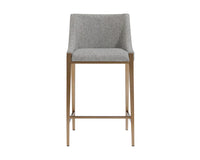 Dionne Pebble Fabric & Antique Brass Counter Stool