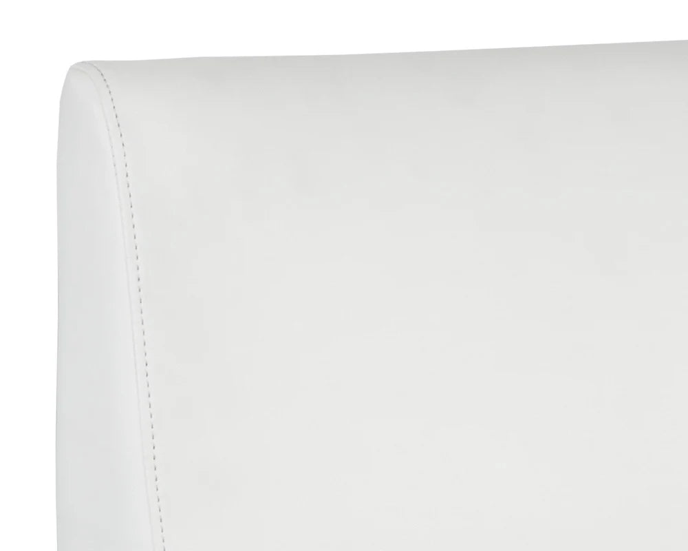 Dean White Bonded Leather & Antique Brass Counter Stool