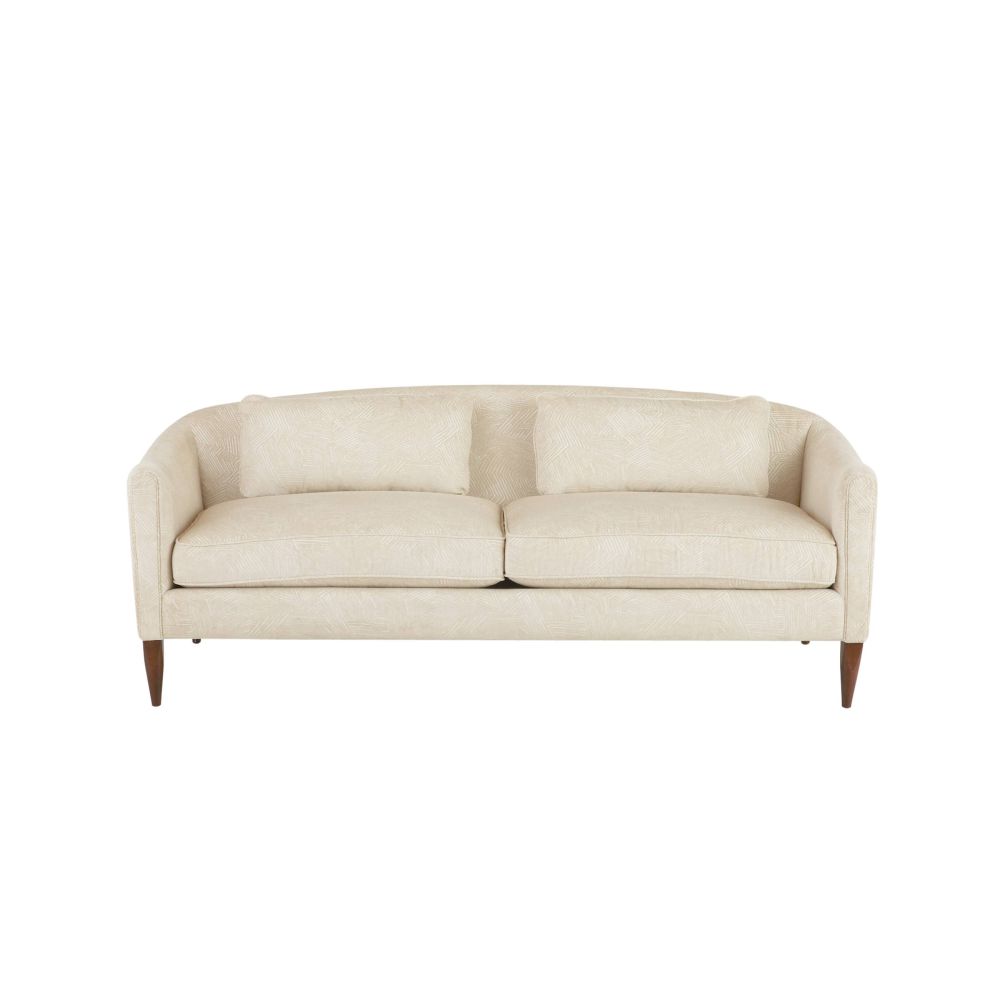 Vincent 80.5" Textured Ivory & Dark Walnut Sofa