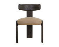 Horton Dark Brown Oak & Sahara Sand Leather Dining Chair (Set of 2)