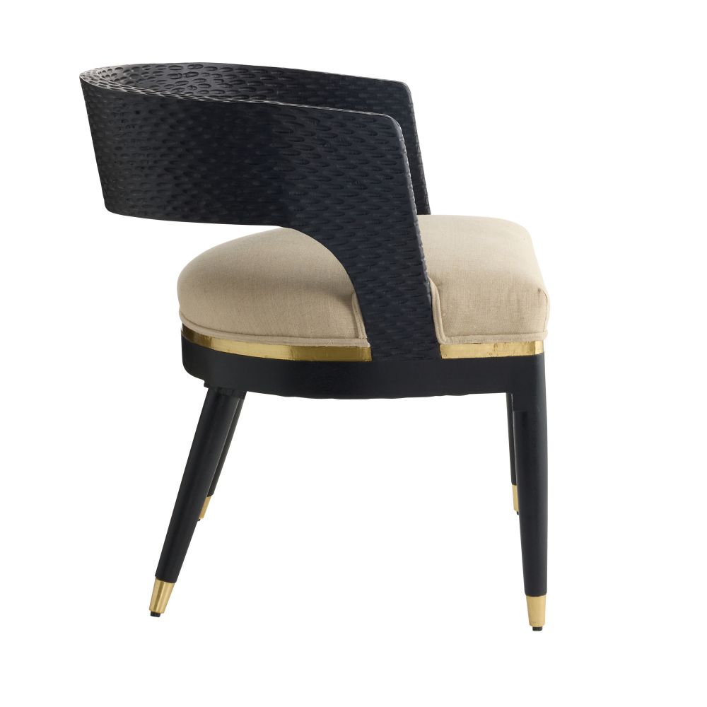 Swanson Natural Linen Black & Gold Dining Chair