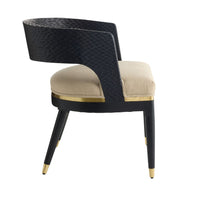 Swanson Natural Linen Black & Gold Dining Chair