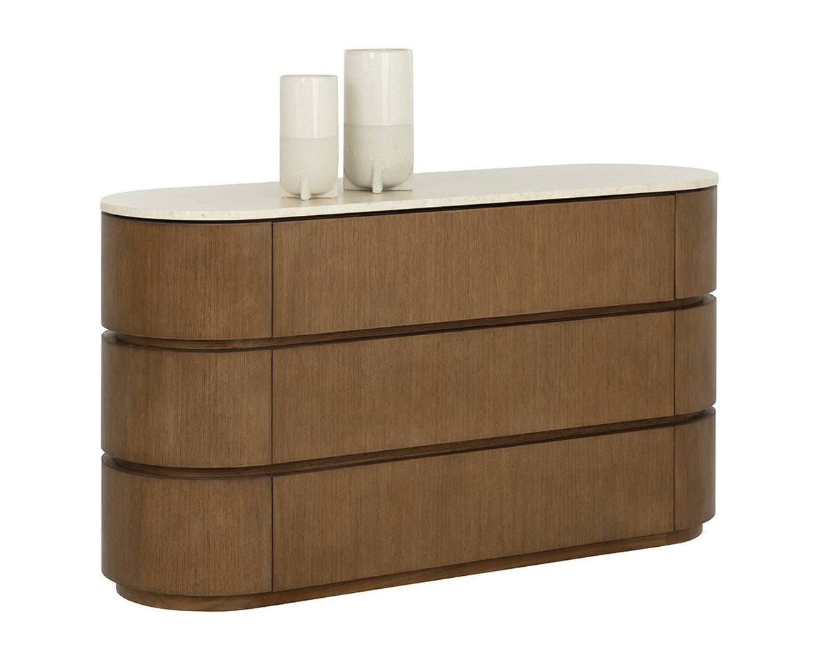 Caldora 59" Oak Veneer & Marble Top Dresser