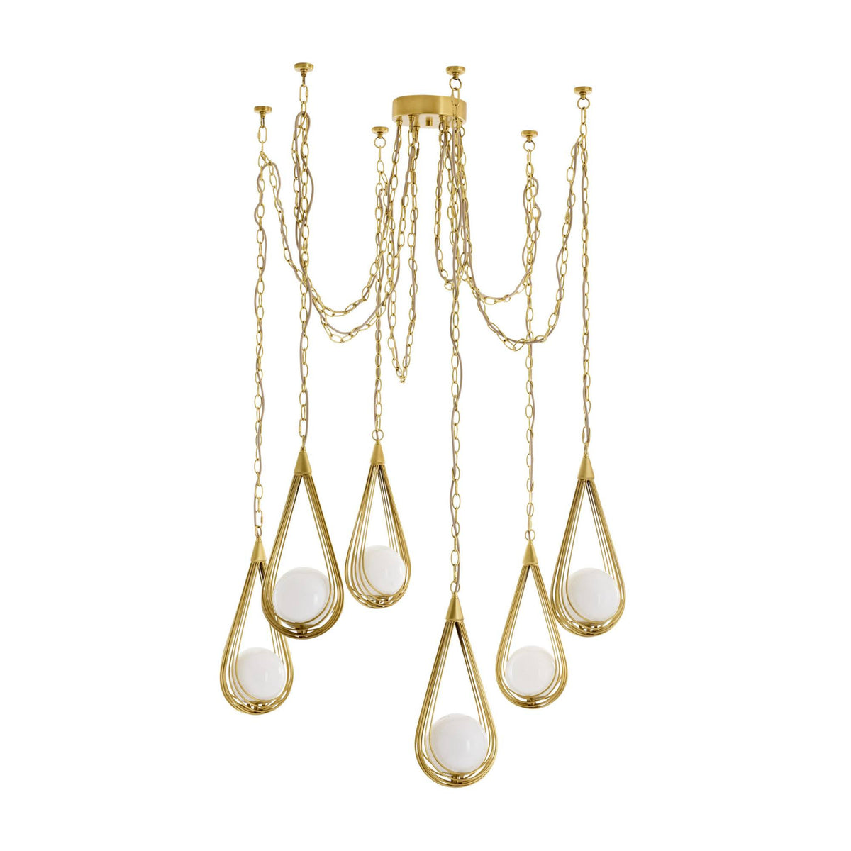 Ova 38.5" Antique Brass Multi-Drop Chandelier