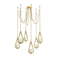 Ova 38.5" Antique Brass Multi-Drop Chandelier
