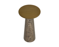 Aditi Travertine & Antique Brown/Brass Accent Table (2 Sizes Available)