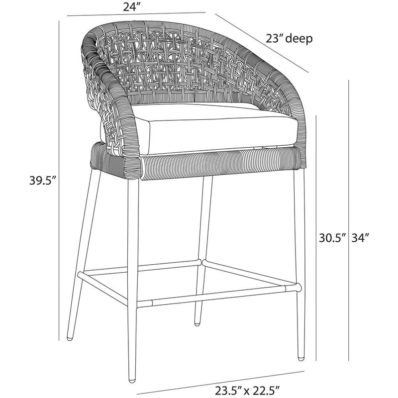 Juri Outdoor Charcoal Brown Barrel Counter Stool
