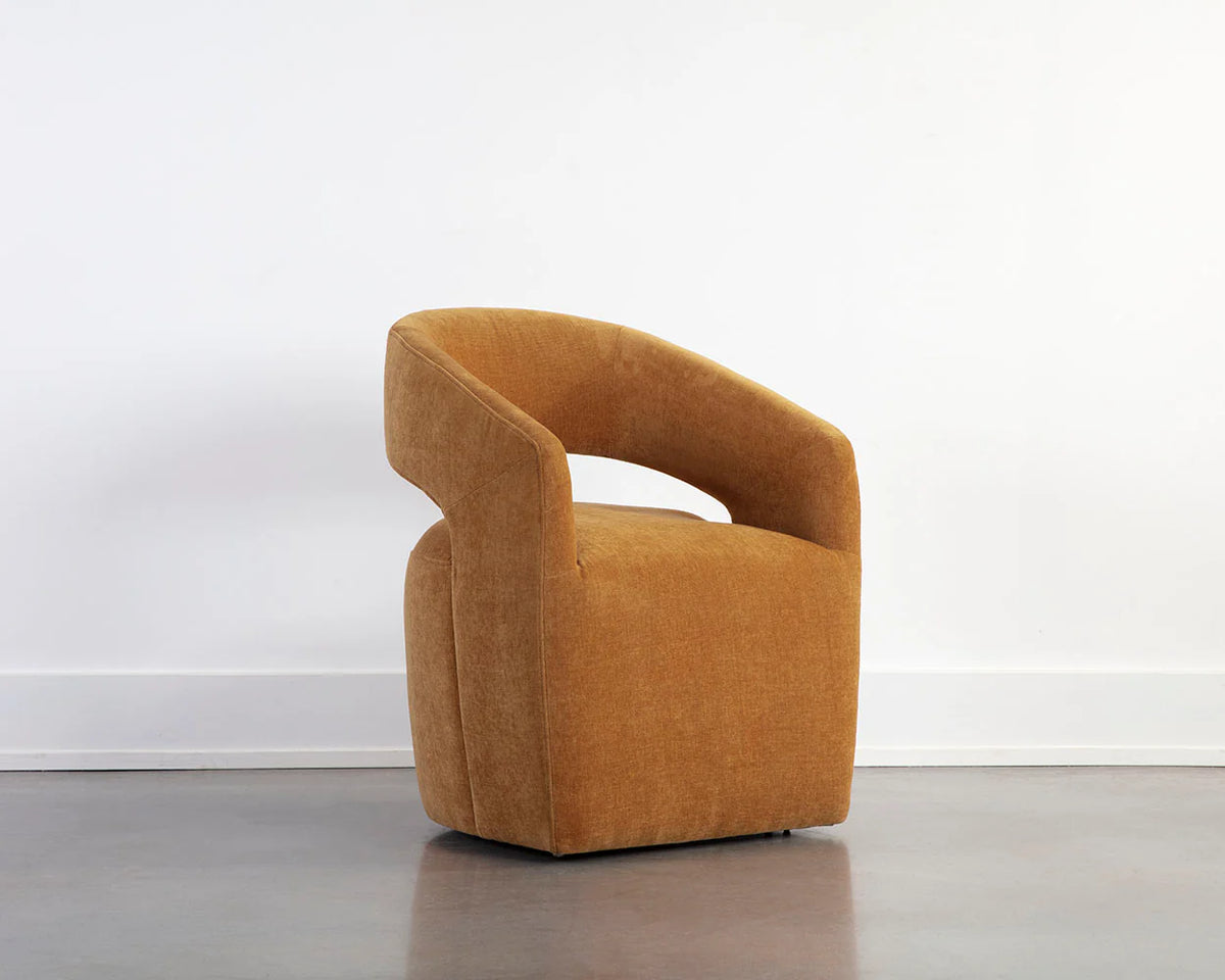Lloret Amber Upholstered Wheeled Dining Armchair