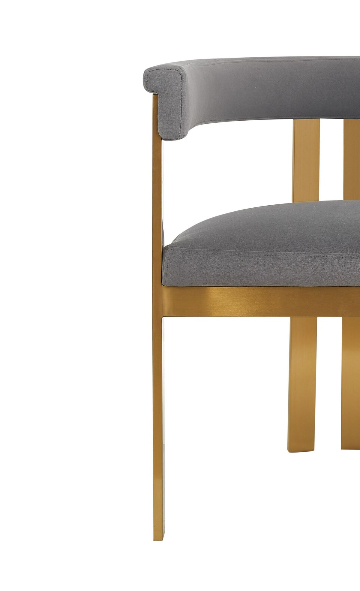 Thisbe Modern Grey Velvet + Champagne Gold Dining Chair