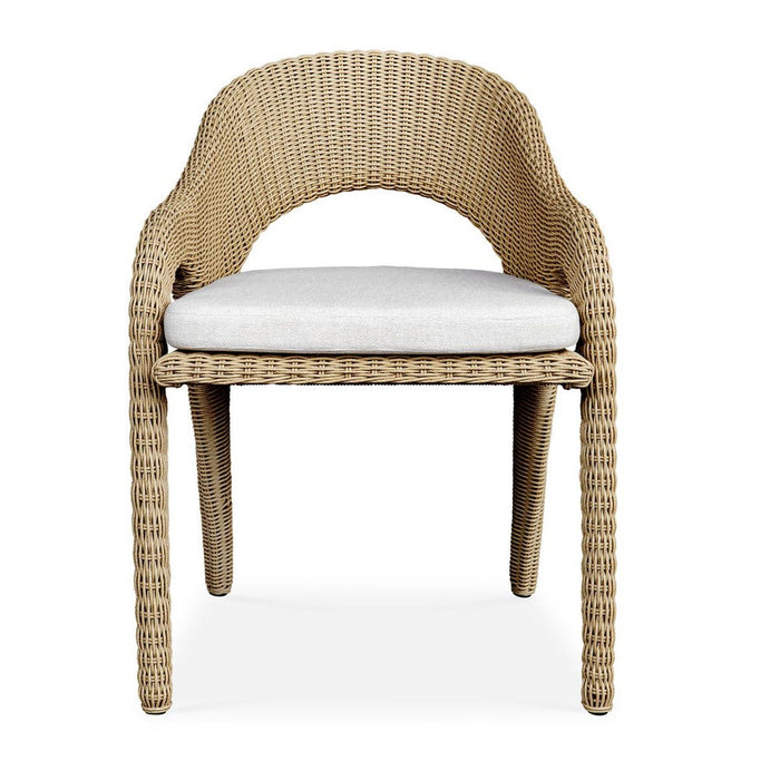 Avenue White & Wicker All Weather Outdoor Dining Arm Chair
