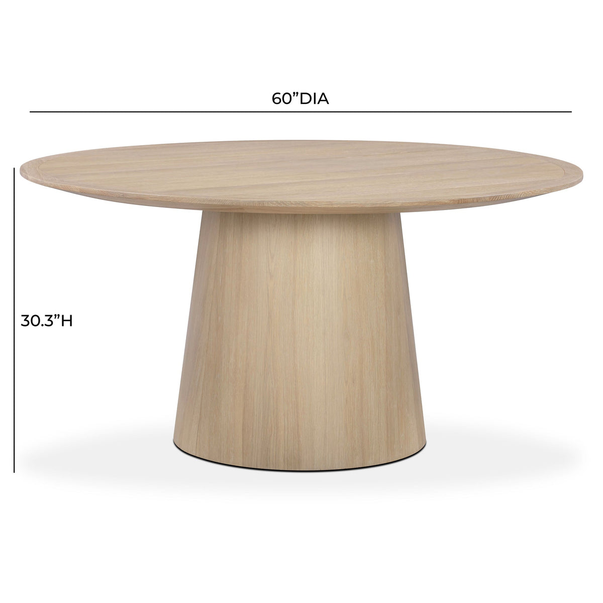 Sammi Natural Round Oak Dining Table (2 Sizes Available 41"-60")
