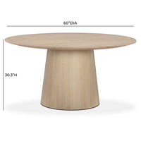 Sammi Natural Round Oak Dining Table (2 Sizes Available 41"-60")