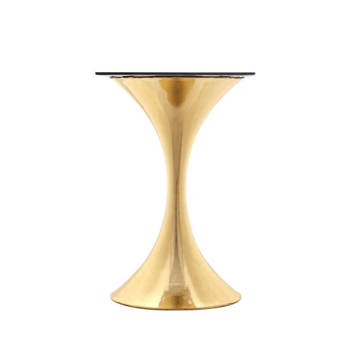 Ruthie 36" Carrara Round Dining Table/Entry Table, Brass With Marble Top