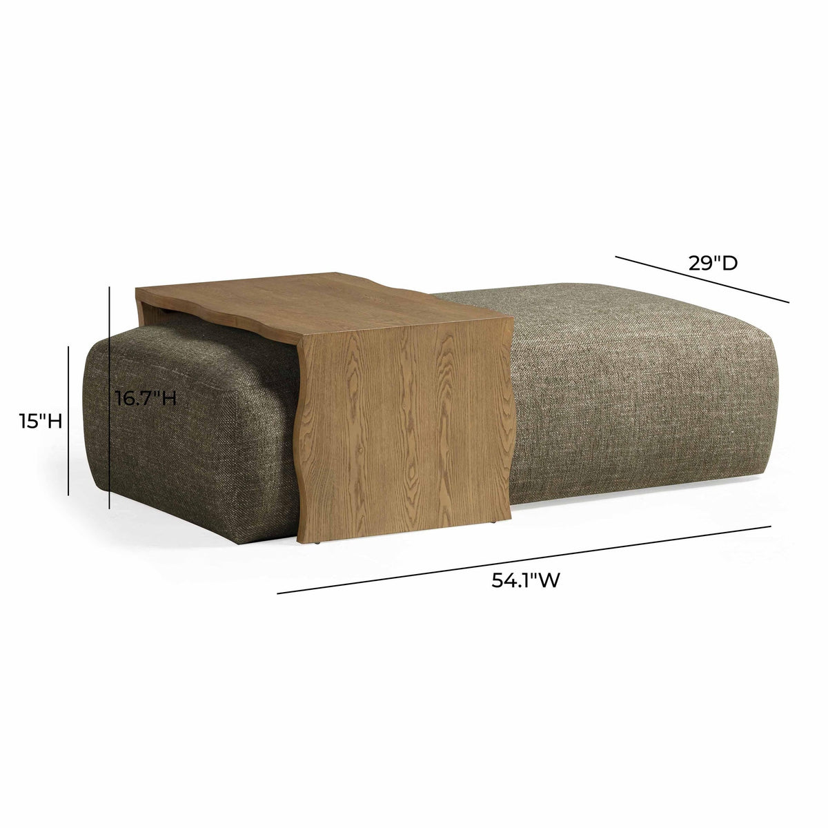Spencer Green Performance Basketweave Ottoman with Coffee Table