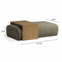 Spencer Green Performance Basketweave Ottoman with Coffee Table