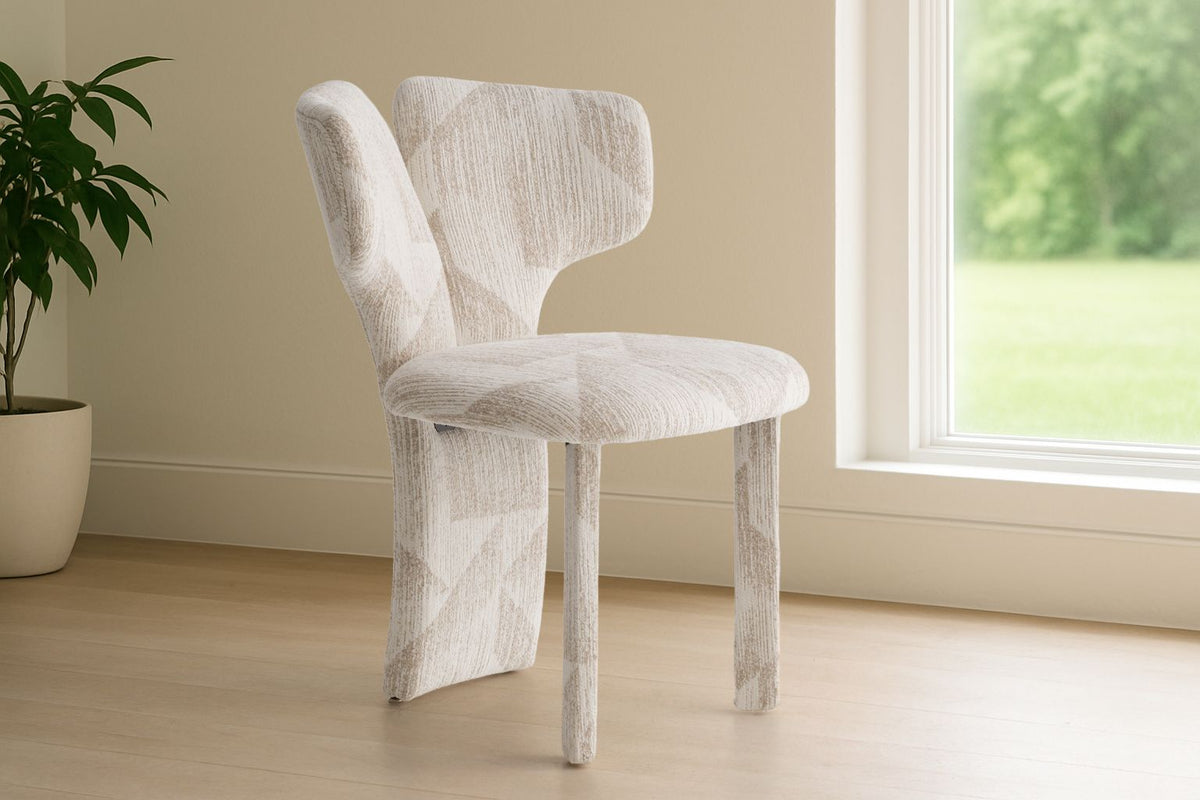 Ivy Modern Beige Pattern Fabric Dining Chair (Set of 2)