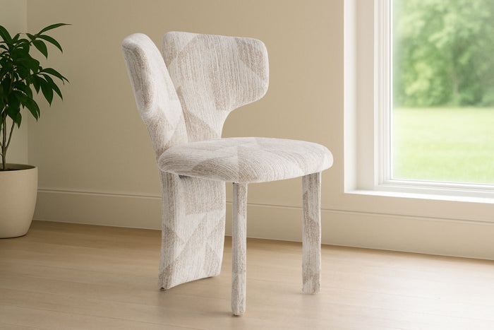 Ivy Modern Beige Pattern Fabric Dining Chair (Set of 2)