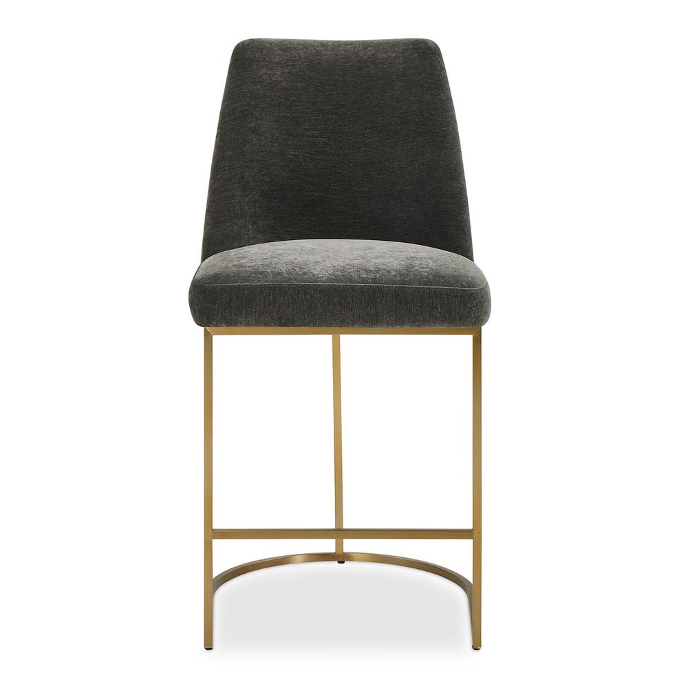 Bianca Sleek Charcoal Velvet  & Brass Counter Stool