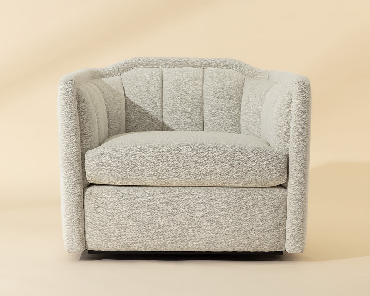 Birrit Greige Performance Fabric Swivel Armchair