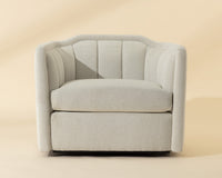 Birrit Greige Performance Fabric Swivel Armchair