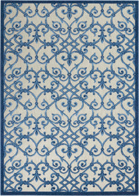 Annitra Indoor/Outdoor Grey & Blue Vine Design Area Rug - Elegance Collection