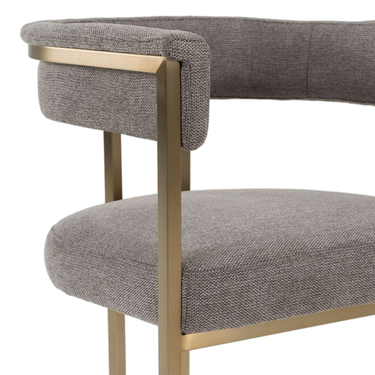 Jasmine Modern Grey Fabric & Antique Brass Counter Stool
