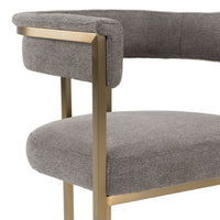 Jasmine Modern Grey Fabric & Antique Brass Counter Stool