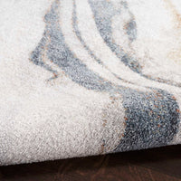 Pheobe Abstract Ivory & Blue Washable Area Rug