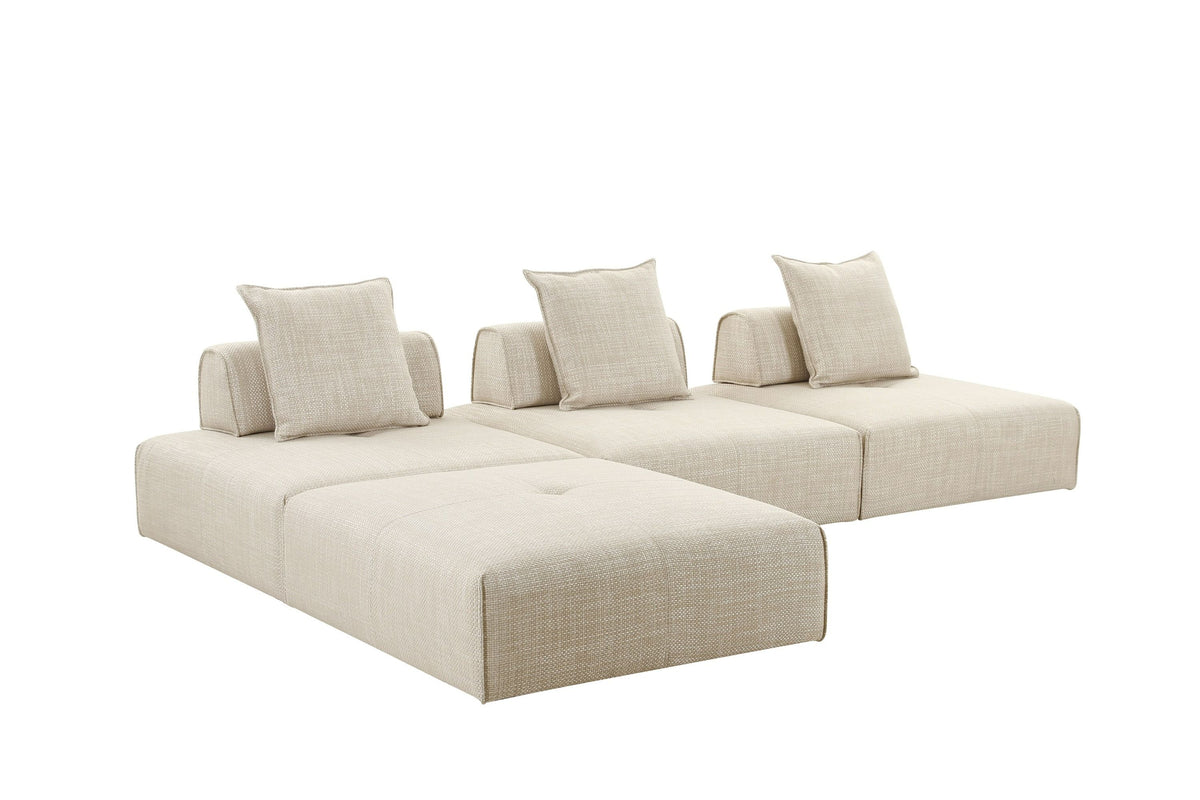 Montrose Beige Fabric Armless Modular Sectional Sofa