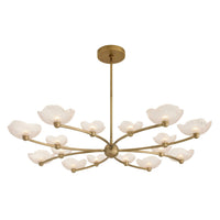 Fleurana 54" White Frosted Seeded Glass & Antique Brass Chandelier