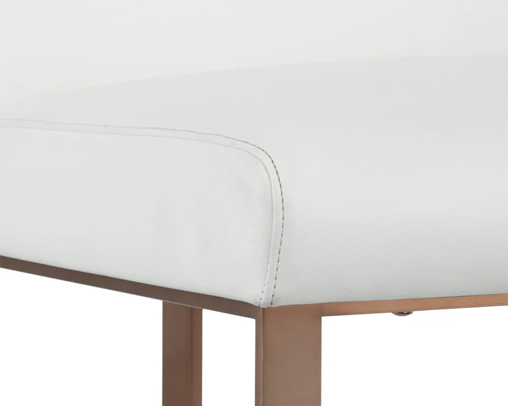 Dean White Bonded Leather & Antique Brass Counter Stool