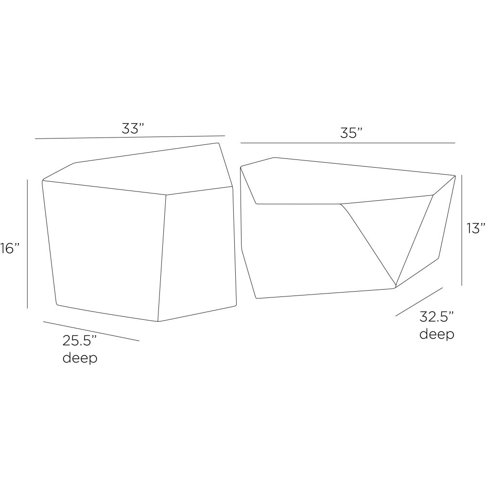 Drover Outdoor Black Coffee Tables (Set of 2)