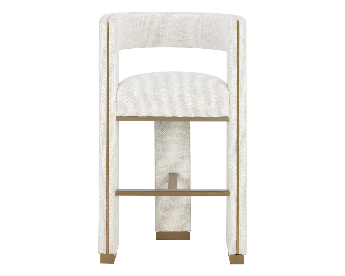 Adamina Light Barley Performance Fabric & Gold Bar Stool
