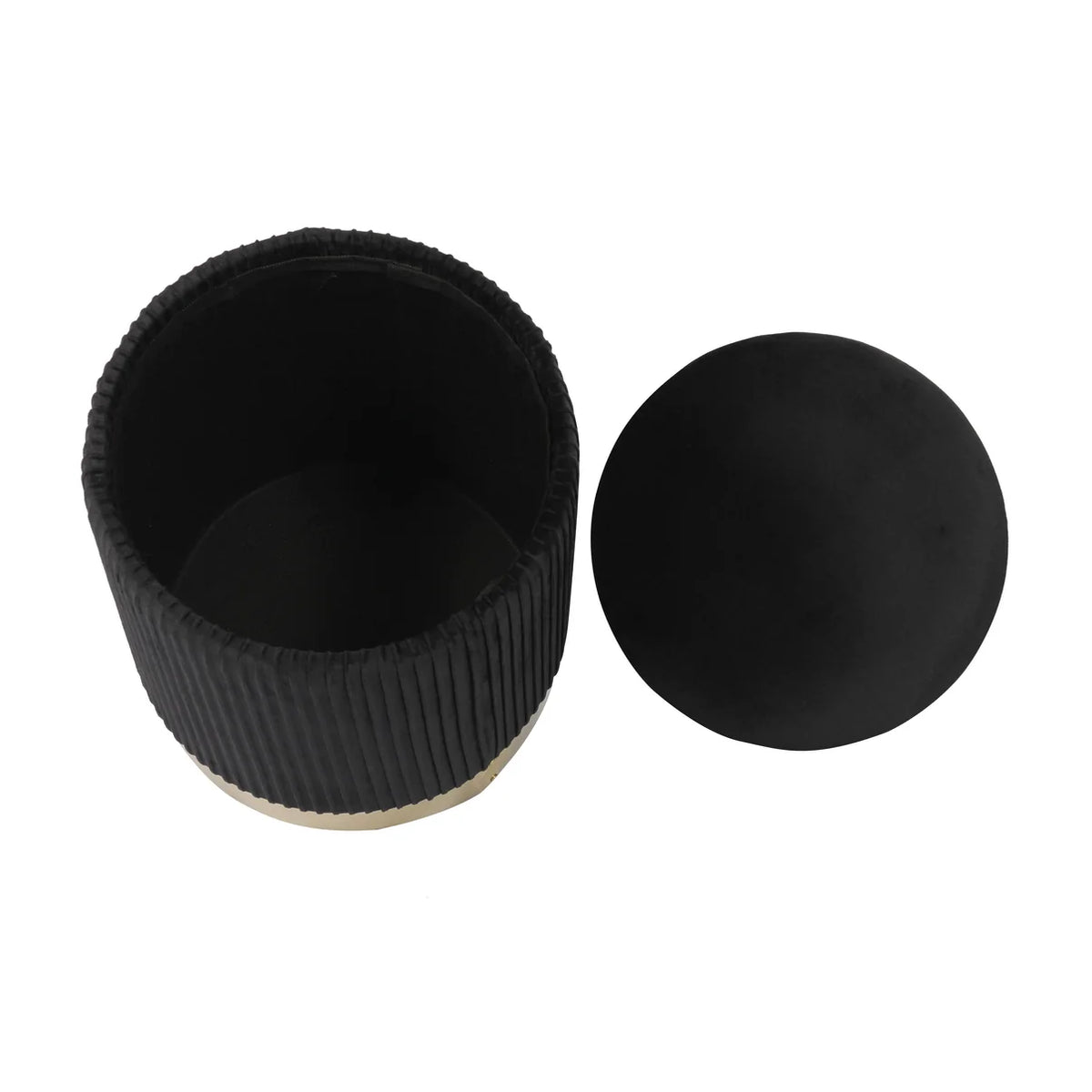 Kiana 12.4" Black Performance Velvet Storage Ottoman