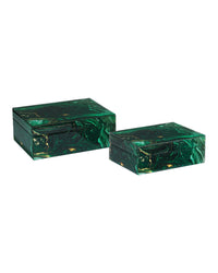 Celestial Green Swirl Boxes (Set of 2)