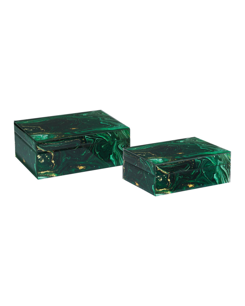 Celestial Green Swirl Boxes (Set of 2)