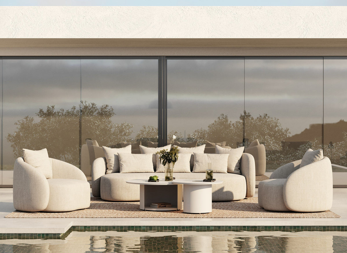 Helene Beige 4 Seat Outdoor Performance Fabric Sofa